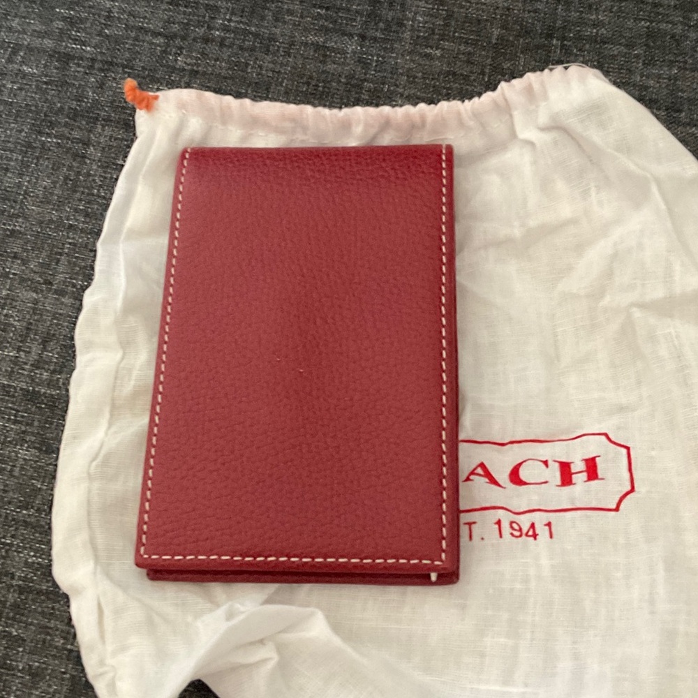 NWT COACH NOTEPAD AND RED PEN, DARK RED LEATHER, GORGEOUS GIFT